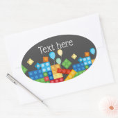 Sticker Ovale briques de construction, bloc, brique de jouets (Enveloppe)