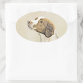 Sticker Ovale Brittany Peinture - Cute Original Chien Art (Sac)
