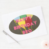 Sticker Ovale Bro Art d'anniversaire heureux (Enveloppe)