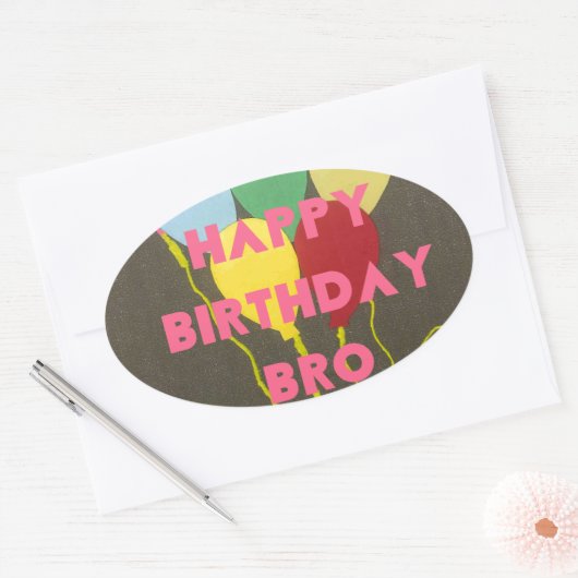 Sticker Ovale Bro Art d'anniversaire heureux (Enveloppe)