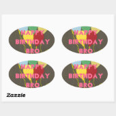 Sticker Ovale Bro Art d'anniversaire heureux (Feuille)