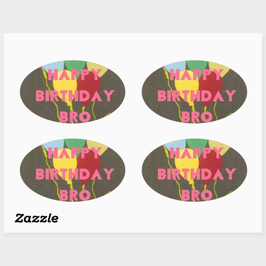 Sticker Ovale Bro Art d'anniversaire heureux (Feuille)