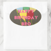 Sticker Ovale Bro Art d'anniversaire heureux (Sac)