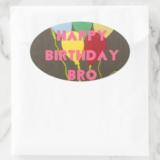 Sticker Ovale Bro Art d'anniversaire heureux (Sac)