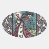 STICKER OVALE BROKEN HEARDISE WEEPING VALENTINE, CEMETERY GOTH (Devant)