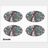 STICKER OVALE BROKEN HEARDISE WEEPING VALENTINE, CEMETERY GOTH (Feuille)
