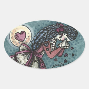 STICKER OVALE BROKEN HEARDISE WEEPING VALENTINE, CEMETERY GOTH