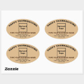 Sticker Ovale Brown de Thanksgiving (Feuille)
