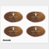 Sticker Ovale Brown Product Label Rosegold Frame Logo Monogram (Feuille)