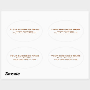 Sticker Ovale Brown texte brut Adresse professionnelle sur blanc