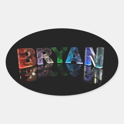 Sticker Ovale Bryan, nom magnifique, en lumières 3D (Devant)