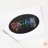 Sticker Ovale Bryan, nom magnifique, en lumières 3D (Enveloppe)