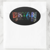 Sticker Ovale Bryan, nom magnifique, en lumières 3D (Sac)