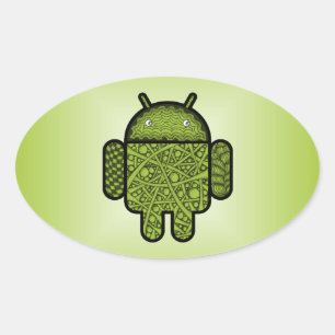 Sticker Ovale Bubbles Doodle Character pour le robot Android™