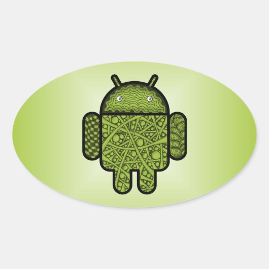 Sticker Ovale Bubbles Doodle Character pour le robot Android™ (Devant)