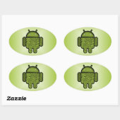 Sticker Ovale Bubbles Doodle Character pour le robot Android™ (Feuille)