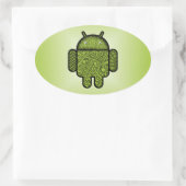 Sticker Ovale Bubbles Doodle Character pour le robot Android™ (Sac)
