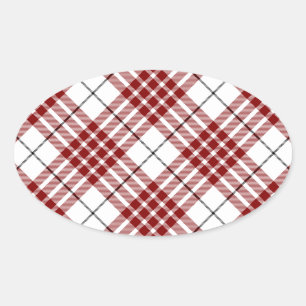 Sticker Ovale Buchanan tartan rouge blanc plaid