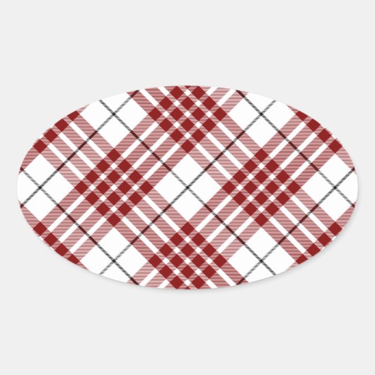 Sticker Ovale Buchanan tartan rouge blanc plaid (Devant)