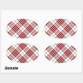Sticker Ovale Buchanan tartan rouge blanc plaid (Feuille)
