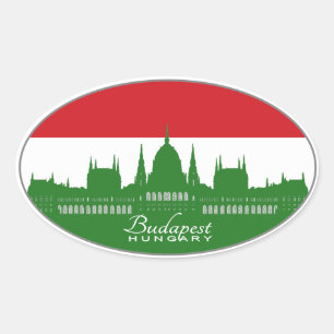 Sticker Ovale Budapest, Hongrie, Magyarország (tricolor)