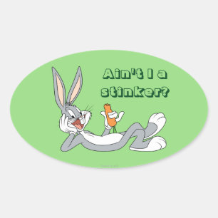 Sticker Ovale BUGS BUNNY™ Lying Down Eating Carrot