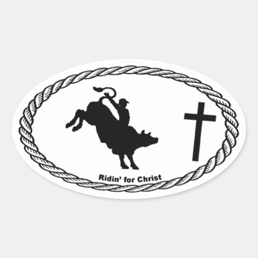 Sticker Ovale Bull Riding Cross Style Euro (Devant)