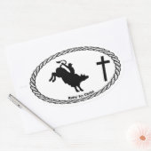 Sticker Ovale Bull Riding Cross Style Euro (Enveloppe)