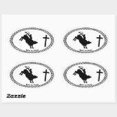 Sticker Ovale Bull Riding Cross Style Euro (Feuille)
