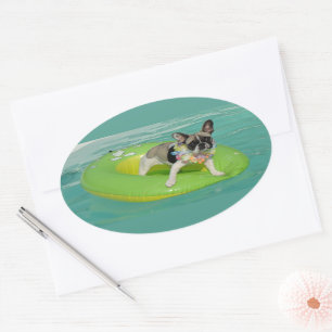 Sticker Ovale Bulldoge français Great Summer