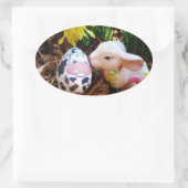 Sticker Ovale Bunny de Pâques embrasser Oeuf de vache (Sac)