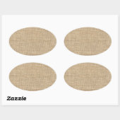 Sticker Ovale Burlap Vintage rustique (Feuille)