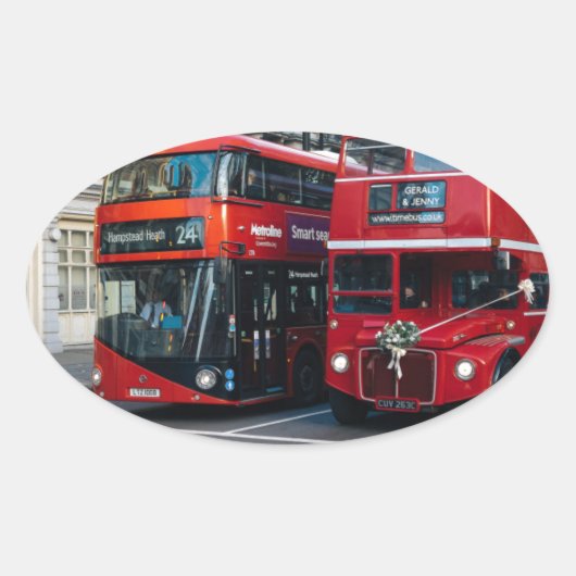 Sticker Ovale Bus Red Double Decker (Devant)