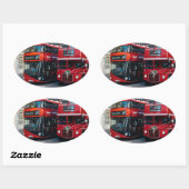 Sticker Ovale Bus Red Double Decker (Feuille)