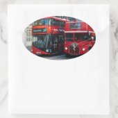 Sticker Ovale Bus Red Double Decker (Sac)