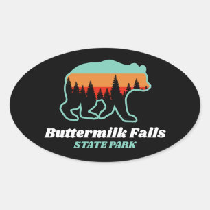 Sticker Ovale Butmilk Falls State Park New York Bear Retro
