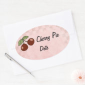 Sticker Ovale Câbles de cuisine cerise (Enveloppe)