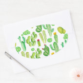 Sticker Ovale cactus aquarelle (Enveloppe)