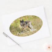 Sticker Ovale Cadeau photo Gray Wolf & Wilderness (Enveloppe)