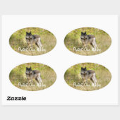 Sticker Ovale Cadeau photo Gray Wolf & Wilderness (Feuille)