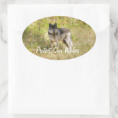 Sticker Ovale Cadeau photo Gray Wolf & Wilderness (Sac)