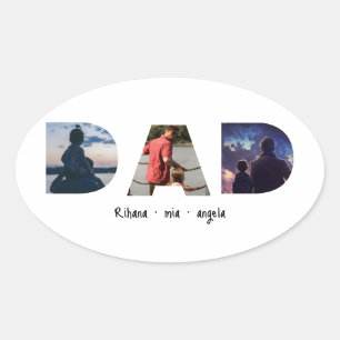 Sticker Ovale Cadeau photo personnalisé pour la fête des pères