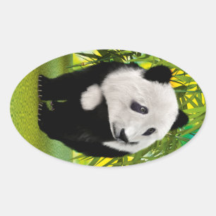 Sticker Ovale Cadeau pour amateur d'animaux mignon ours en peluc