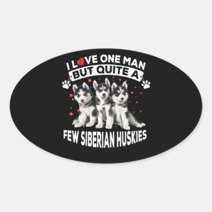 Sticker Ovale cadeau pour chien Ouite Un Chien Quelques Husky