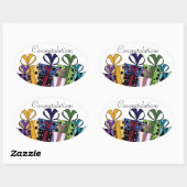 Sticker Ovale Cadeaux colorés | PERSONNALISER (Feuille)