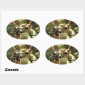 Sticker Ovale Cadeaux de cerfs de bébés (Feuille)