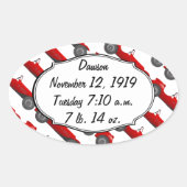 Sticker Ovale Cadeaux de statistiques de bébé garçon classiques (Devant)