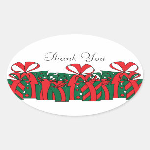 Sticker Ovale Cadeaux Red et Green Party