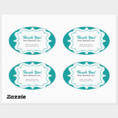 Sticker Ovale Cadre élégant Merci d'affaires bleu (Feuille)