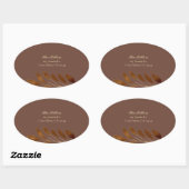 Sticker Ovale Café Brown et Gold Leaf Mariage Adresse de retour (Feuille)